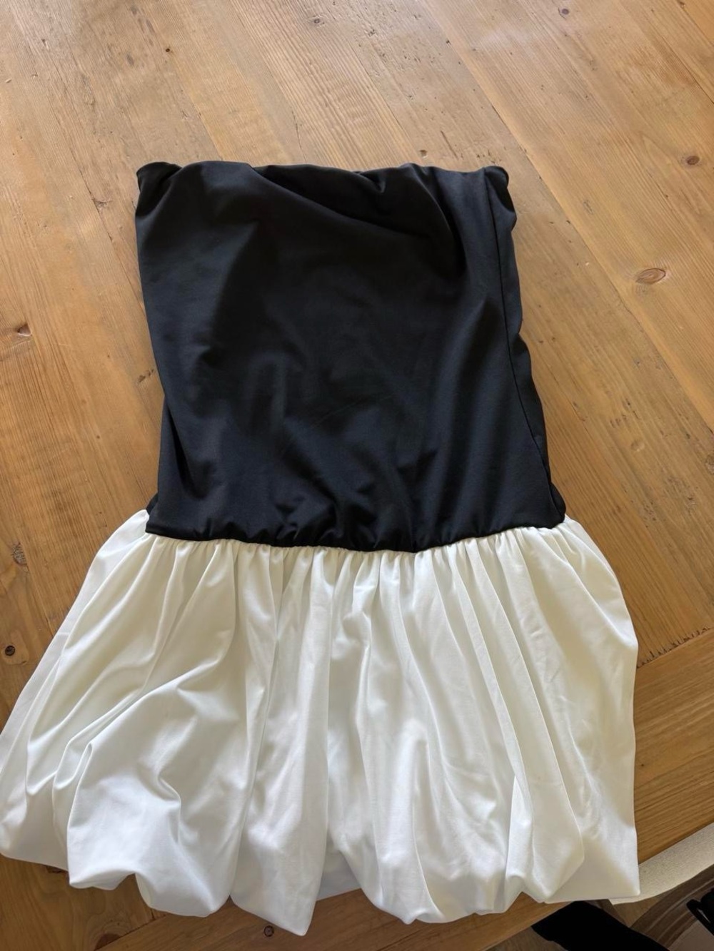 Strapless Black and White Mini Dress